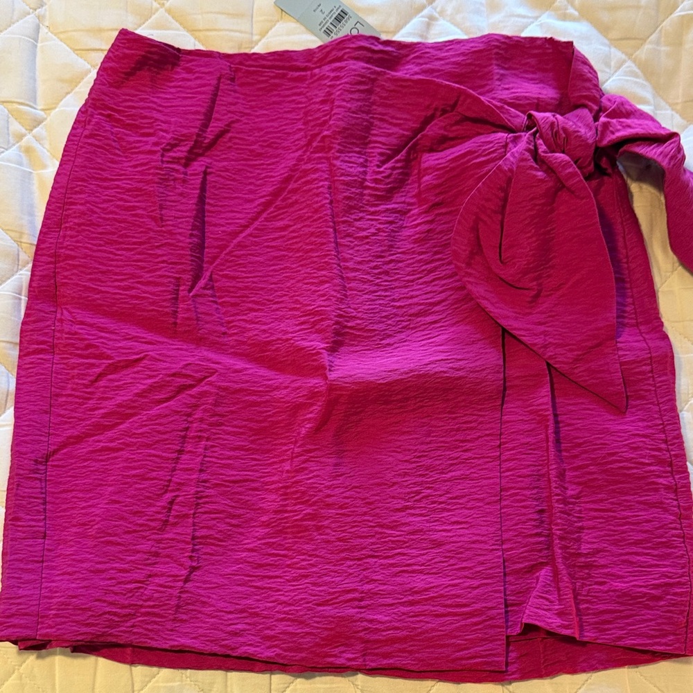 LOFT Fuchsia Faux Wrap Mini Skirt
